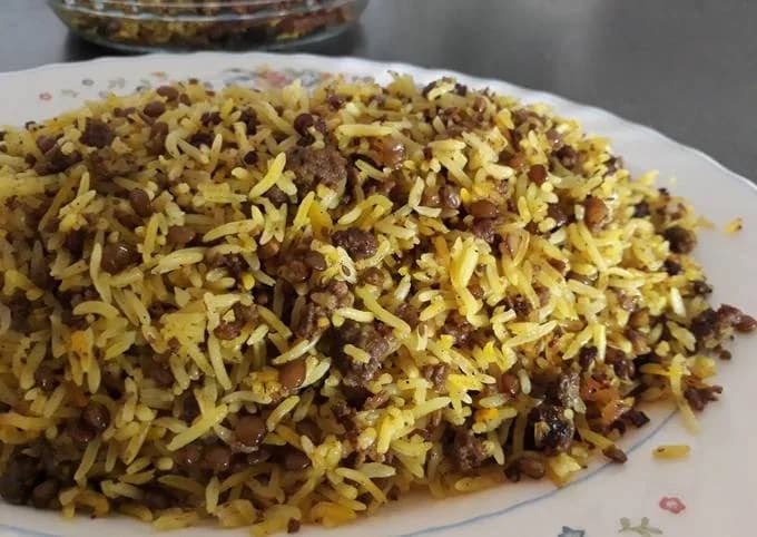عدس پلو به عنوان ترکیب حبوبات و غلات