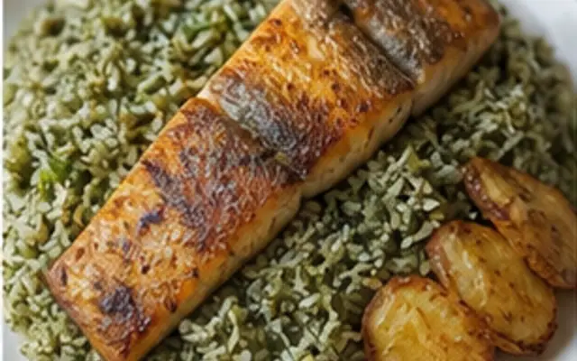سبزی پلو با ماهی طلایی
