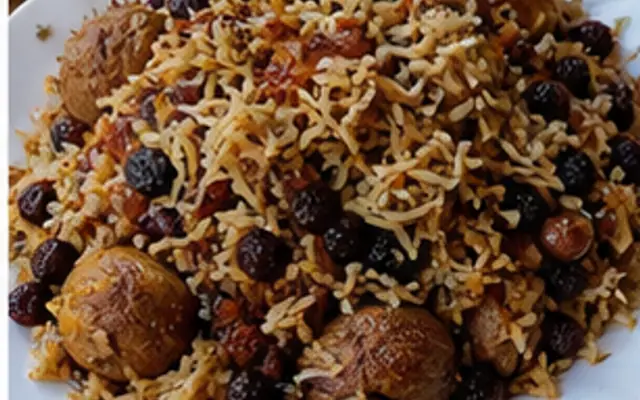 پلوی ایرانی مجلسی با عطر ادویه و زعفران